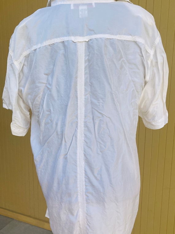 Silk Oversized Button Up Vintage Blouse White Med… - image 6