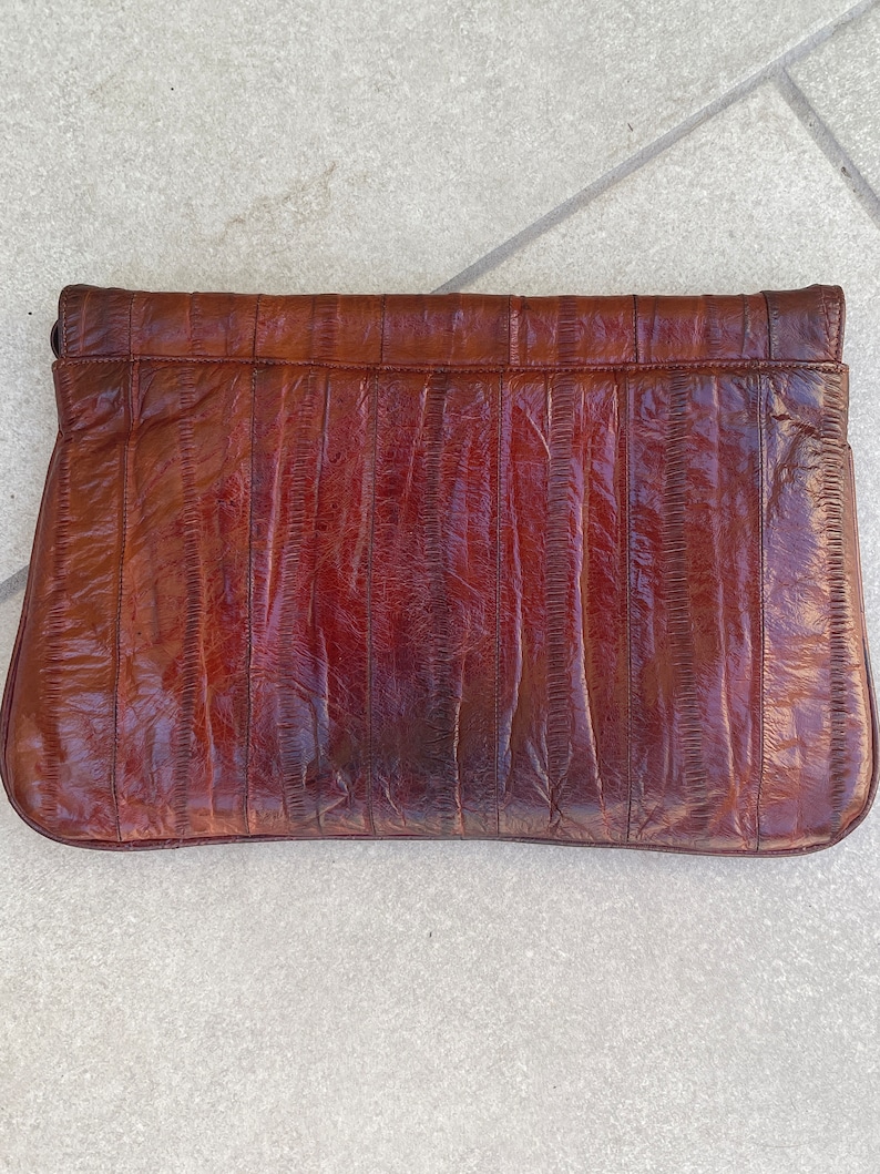 Eel Skin Vintage Clutch Shoulder Bag Purse image 7
