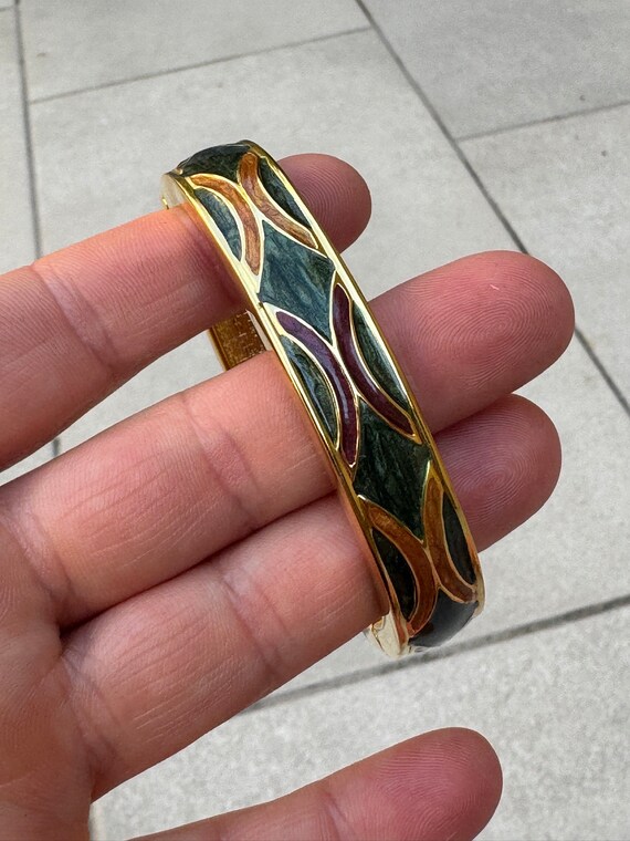 Bracelet Cloisonné Asiatique Vert - Occasion En Bon état - Bijou Ethnique Traditionnel