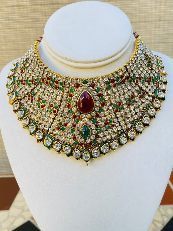 Kundan traditional wedding necklace Bollywood Coll