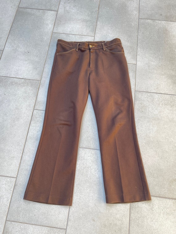 70s Wide Leg Brown Vintage Pants Time Out West by Farah 34 - Etsy