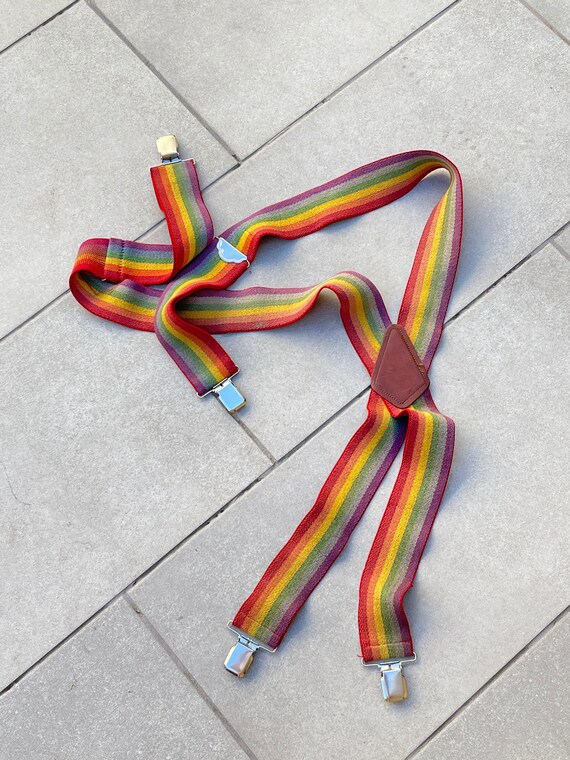 Vintage Rainbow Suspenders Adult Size XL