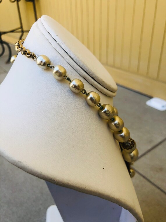 Miriam Haskell Baroque Pearls Beaded Pendant Neck… - image 4