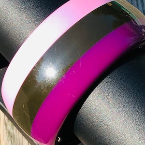Vintage Stacked Layered Purple Lucite Wide Bangle Bracelet