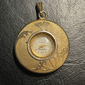 Gold Saxony Watch Pendant Vintage Necklace