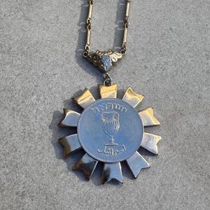 Vintage Israel 10 Pruta Coin Medallion Pendant Necklace