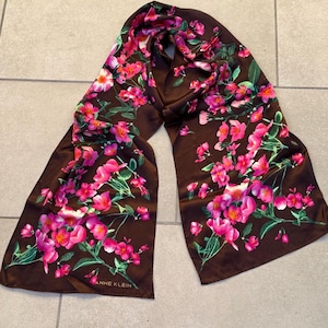 Anne Klein Floral Long Silk Scarf