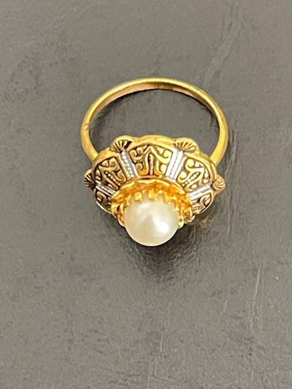 Damascene Pearl Adjustable Vintage Ring - image 3