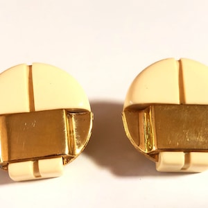 Lanvin Paris Art Deco Vintage Clip On Lucite/Gold Earrings image 1