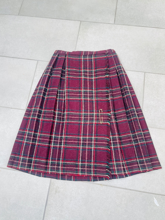 Vintage Plaid Kilt Wool Pleated Skirt - image 1