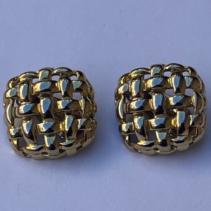 Givenchy Gold Earrings Woven Square Clip Ons