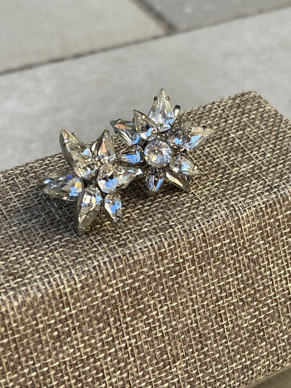 Teardrop Rhinestone Multi Dimensional Flower Earr… - image 6