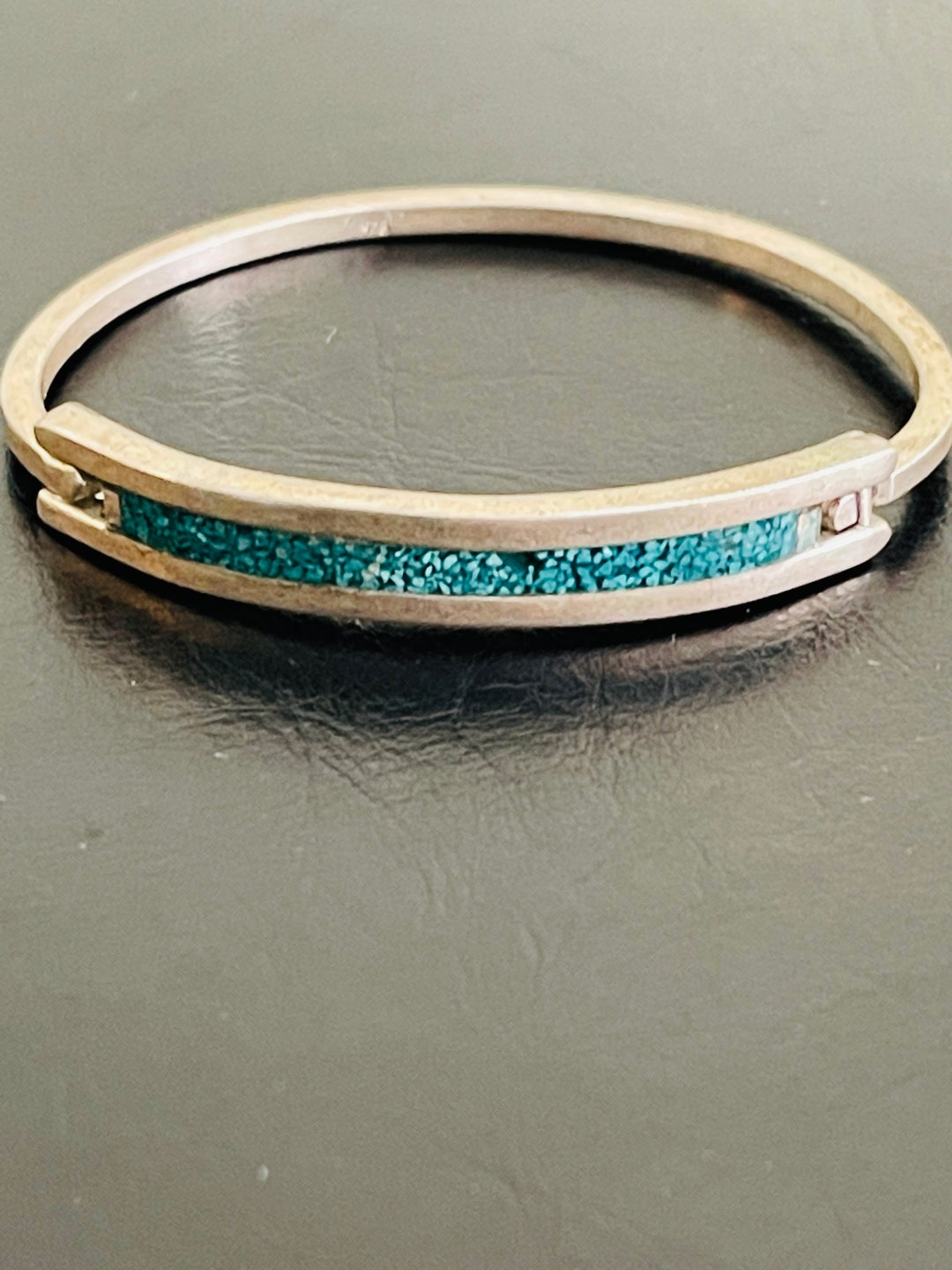 Sterling Turquoise Chip Inlay Hinged Silver Bangle Vintage Bracelet - Etsy