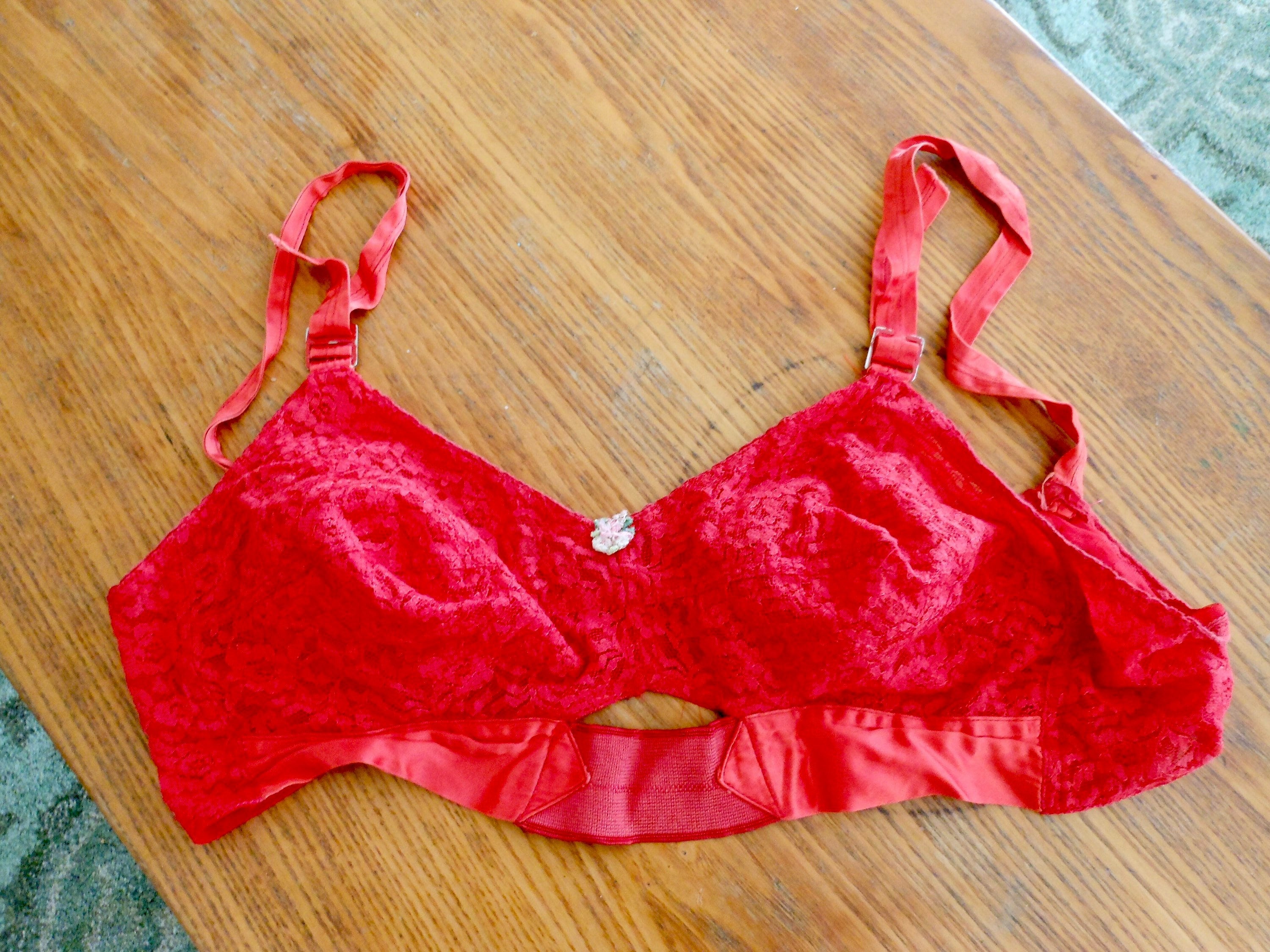 Red Vintage Longline Bra Lace Magic by Carnival Creations 34C 