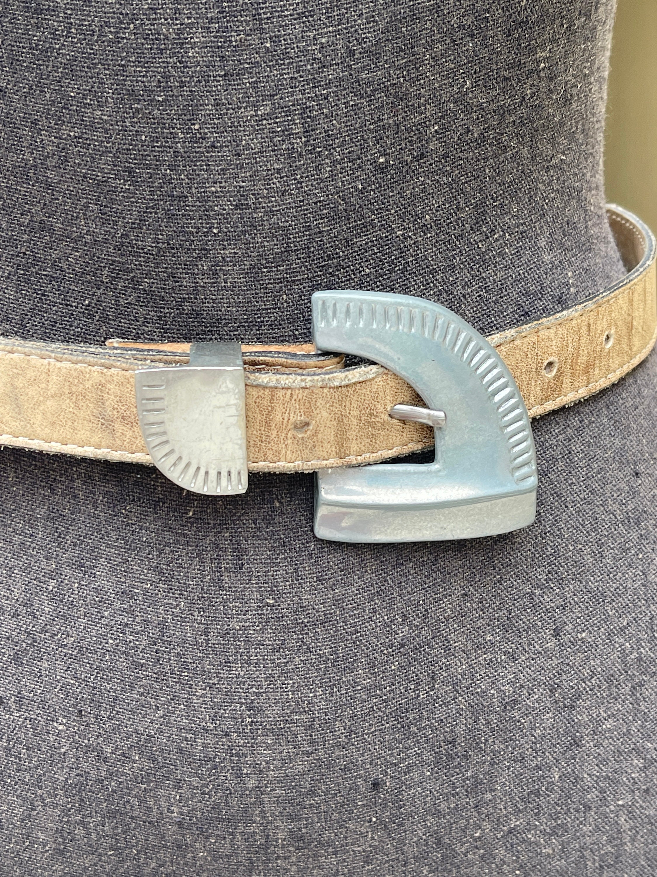 Jenny & The Boys Vintage Leather Belt Jenny And The Boys Cream Color Leather Belt Size Small main image 3
