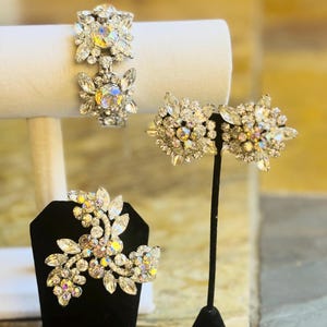 Juliana D&E AB Rhinestone Set Bracelet Earrings Brooch Vintage Jewelry