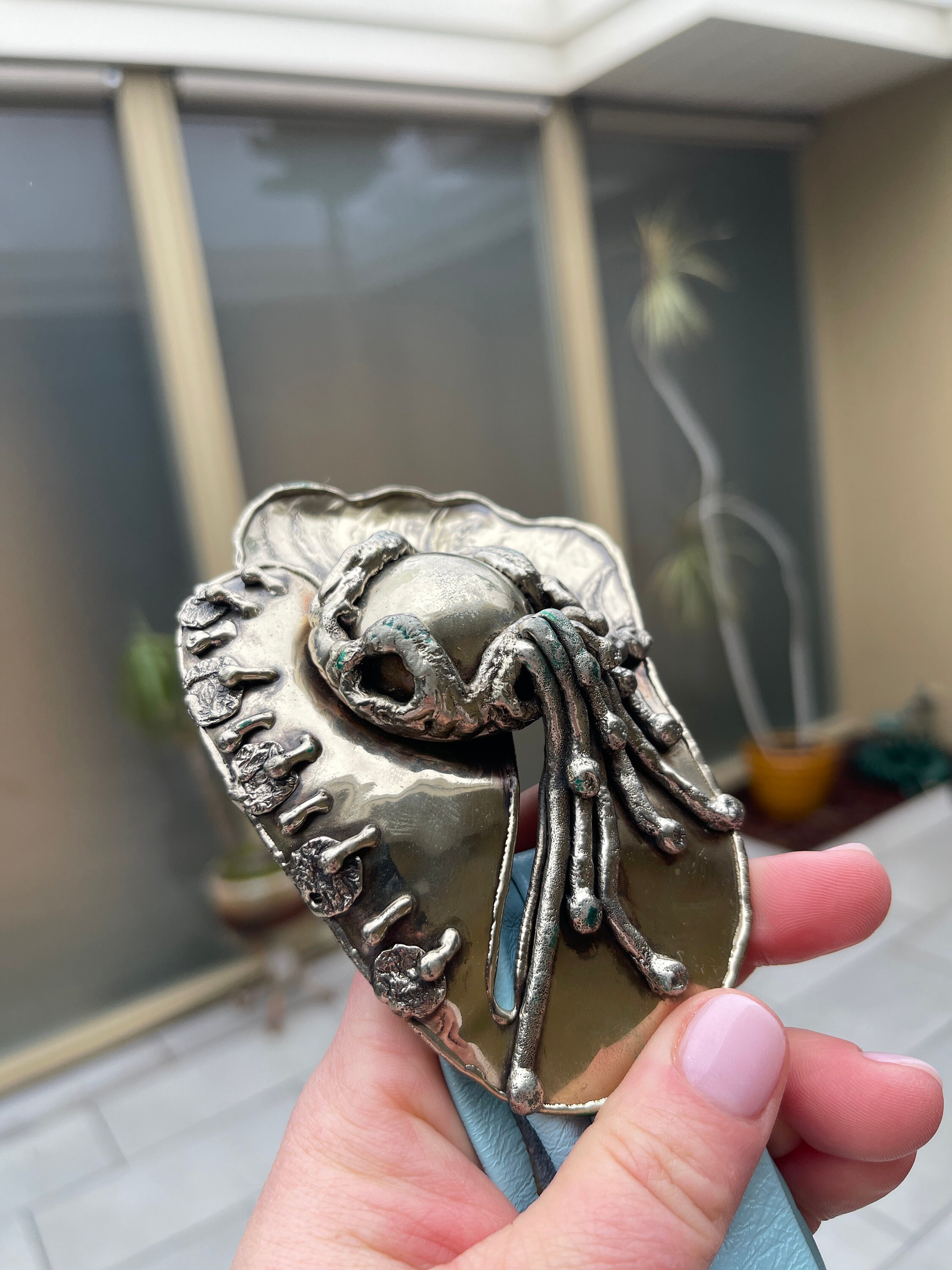 Brutalist Silver Huge Vintage Buckle Powder Blue Wide  display picture 2