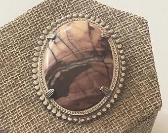 Achat Cabochon Oval Brosche Vintage Edelstein Schmuck