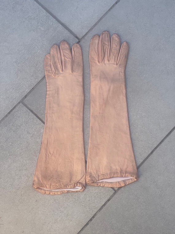 Kislav French Leather Long Gloves Women's Size 7.5