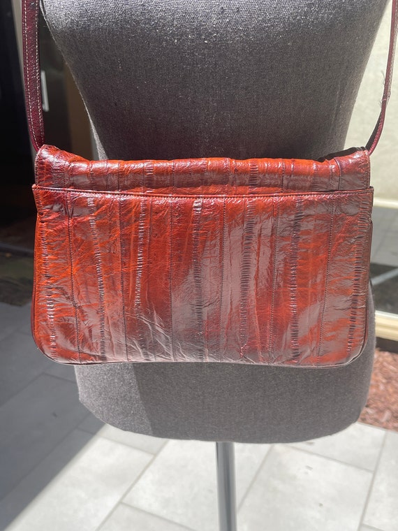 Eel Skin Vintage Clutch Shoulder Bag Purse - image 3