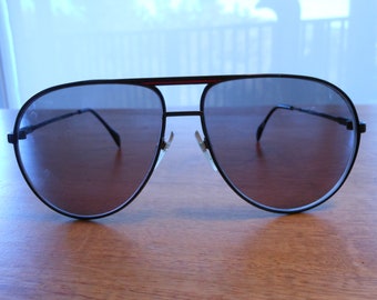 Aviator Oversized Sunglasses Black Red Metal Frame Gray Lenses