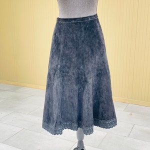 60s Suede Circle Skirt High Waist Vintage Skirt image 1