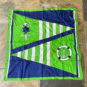70s Nautical Anchor Theme Silk Scarf