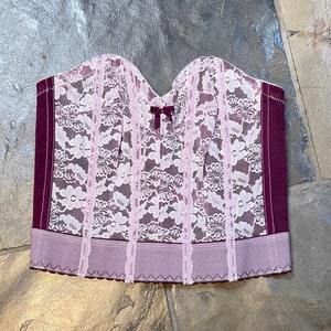 Lace Corset Bustier Vintage Bra Top Boning 36B