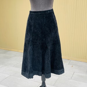 60s Suede Circle Skirt High Waist Vintage Skirt image 2