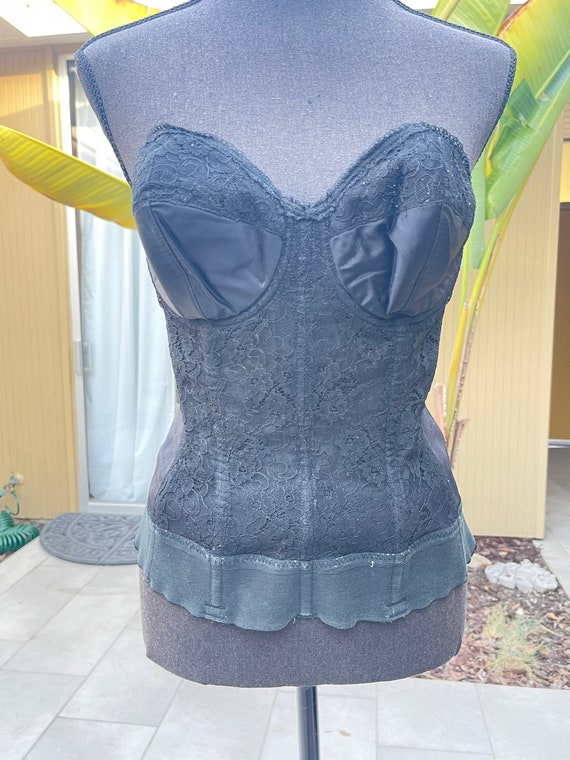 40s Corset Helene of Hollywood Vintage Black Lingerie Bustier Bra