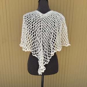 Crochet Shawl Capelet Vintage Knit Poncho Sweater