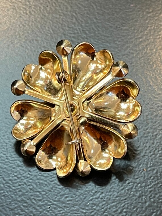 Vintage Clear/Black Rhinestone Brooch Lot Gold Fl… - image 9