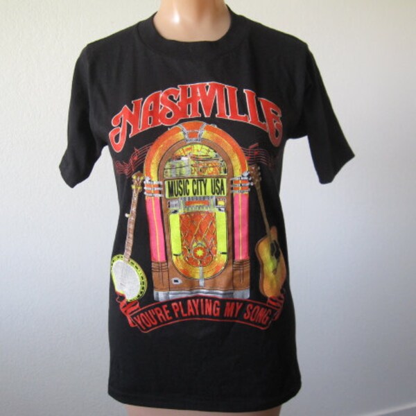 Vintage 80's T-shirt Nashville Music City - Small