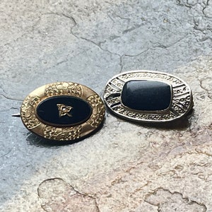 Antique Brooches Silver Gold Antique Victorian Pin Black Oval Brooch