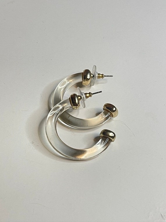 Clear Thick Plastic Hoop Earrings Pierced Ears