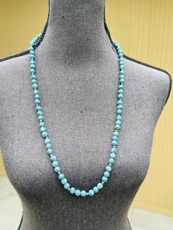 Blue Apatite Beaded Gemstone Necklace