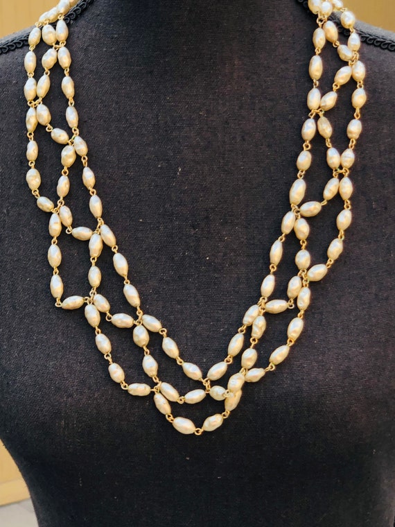 Miriam Haskell Style Scalloped Pearl Vintage Neck… - image 3