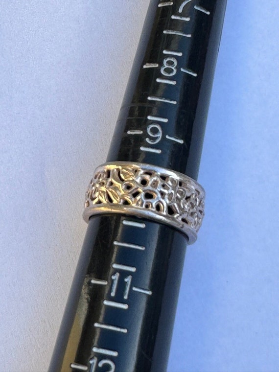 Sterling Silver Filigree Ring Wide Band Size 10