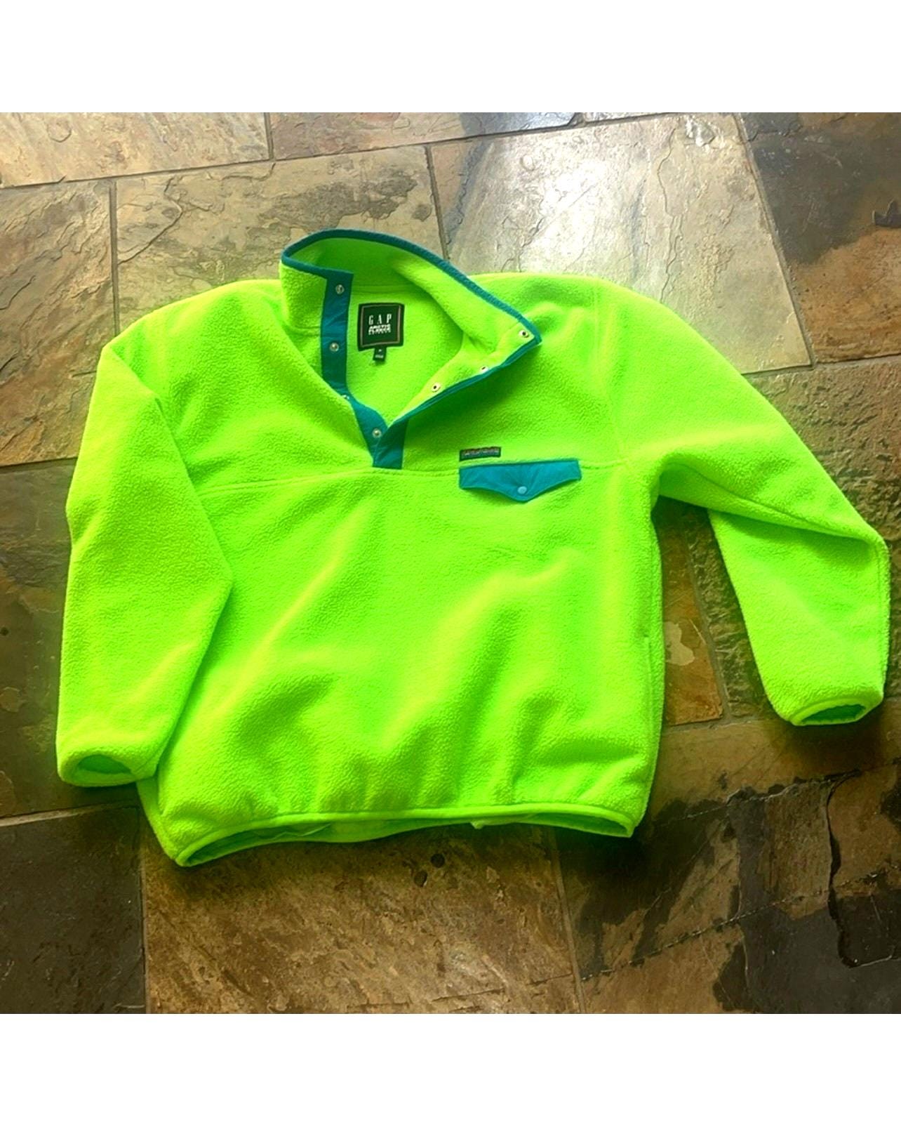 90s GAP Neon Green Arctic Fleece Reissue Vintage Sweatshirt