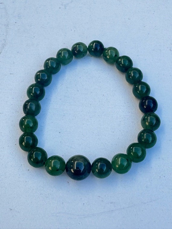 Jade Beaded Bracelet Round Nephrite Jade Beads