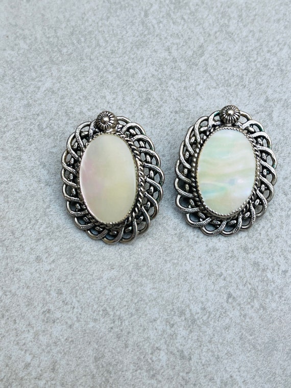 Boucles D'Oreilles Clip Vintage En Argent Massif - Avec Perles Marcassites - Occasion