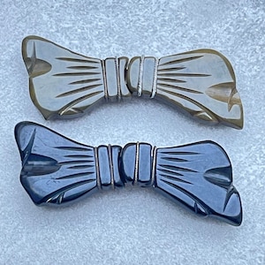 Art Deco Carved Bakelite Bow Belt Buckles