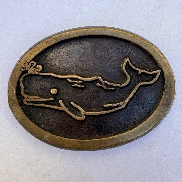 Brass Sperm Whale Vintage Belt Buckle