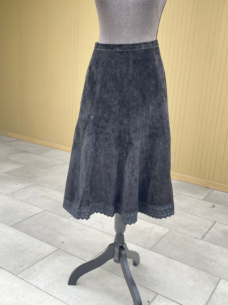 60s Suede Circle Skirt High Waist Vintage Skirt image 4