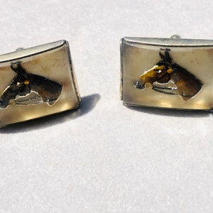 Lucite Dome Horse Cuff Links Signed Anson
