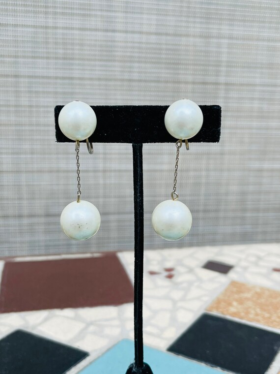 Richelieu Vintage Pearl Drop Earrings Chain Dangl… - image 5