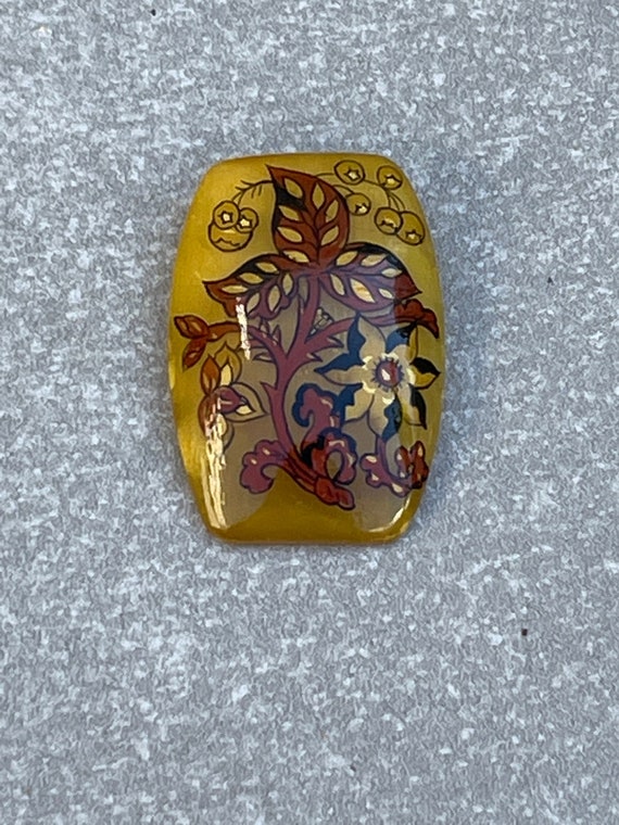 Early Plastics Hand Painted Resin Brooch Vintage Flor… Gem