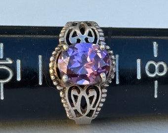 Amethyst Sterling Silver Gemstone Vintage Ring Size 9