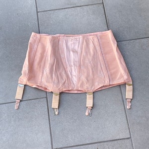 1950s Peach Brocade Girdle Garter Corset Slimming Smoothing Vintage Lingerie Shapewear