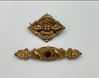Victoriaanse Gold Filled Pins Antieke Bar Broche Diamond Pin